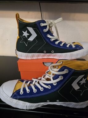 Converse High-Top Sneakers in Green, Blue & Yellow